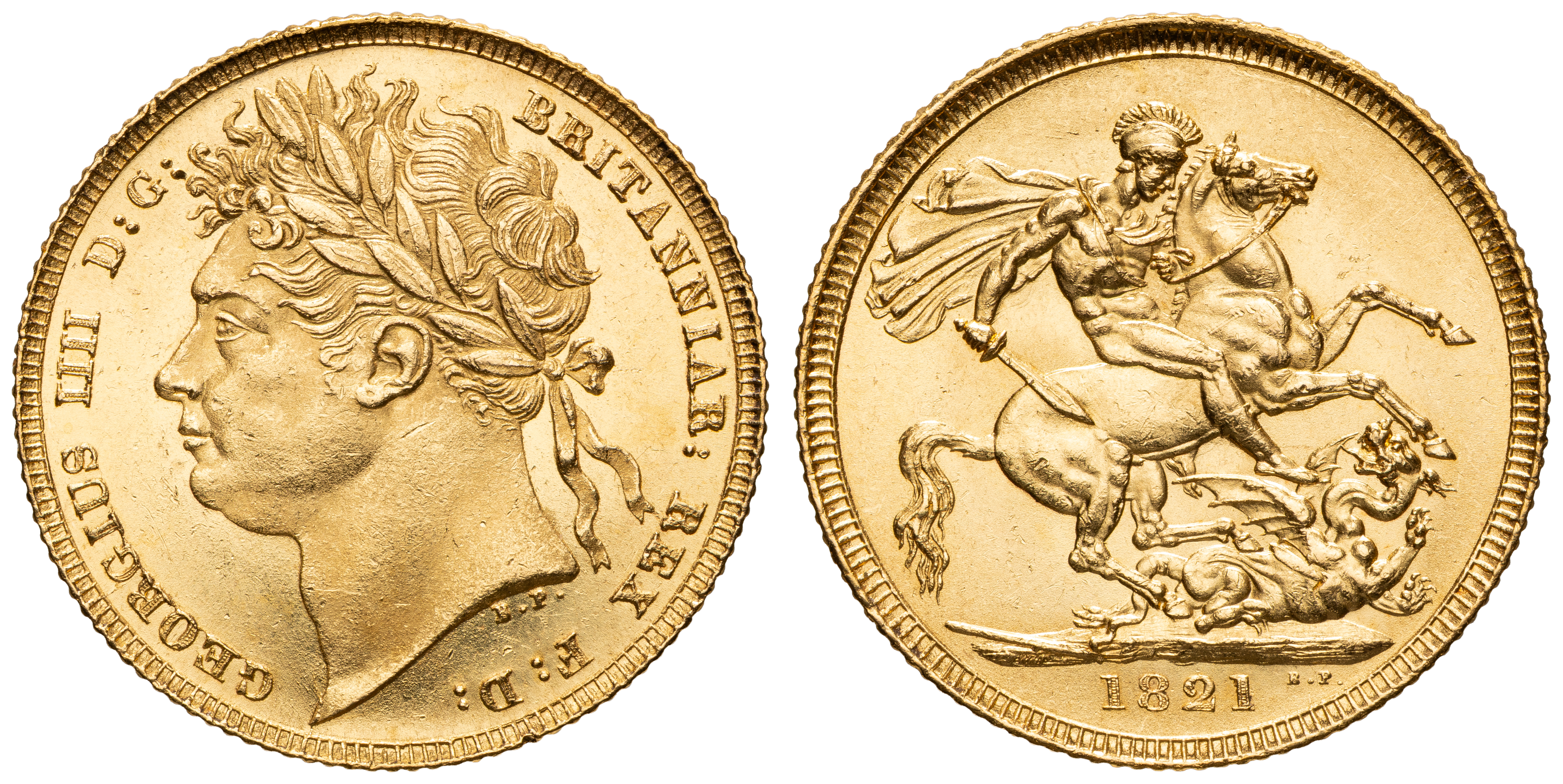 Great Britain, George IV, Sovereign, 1821, UNC