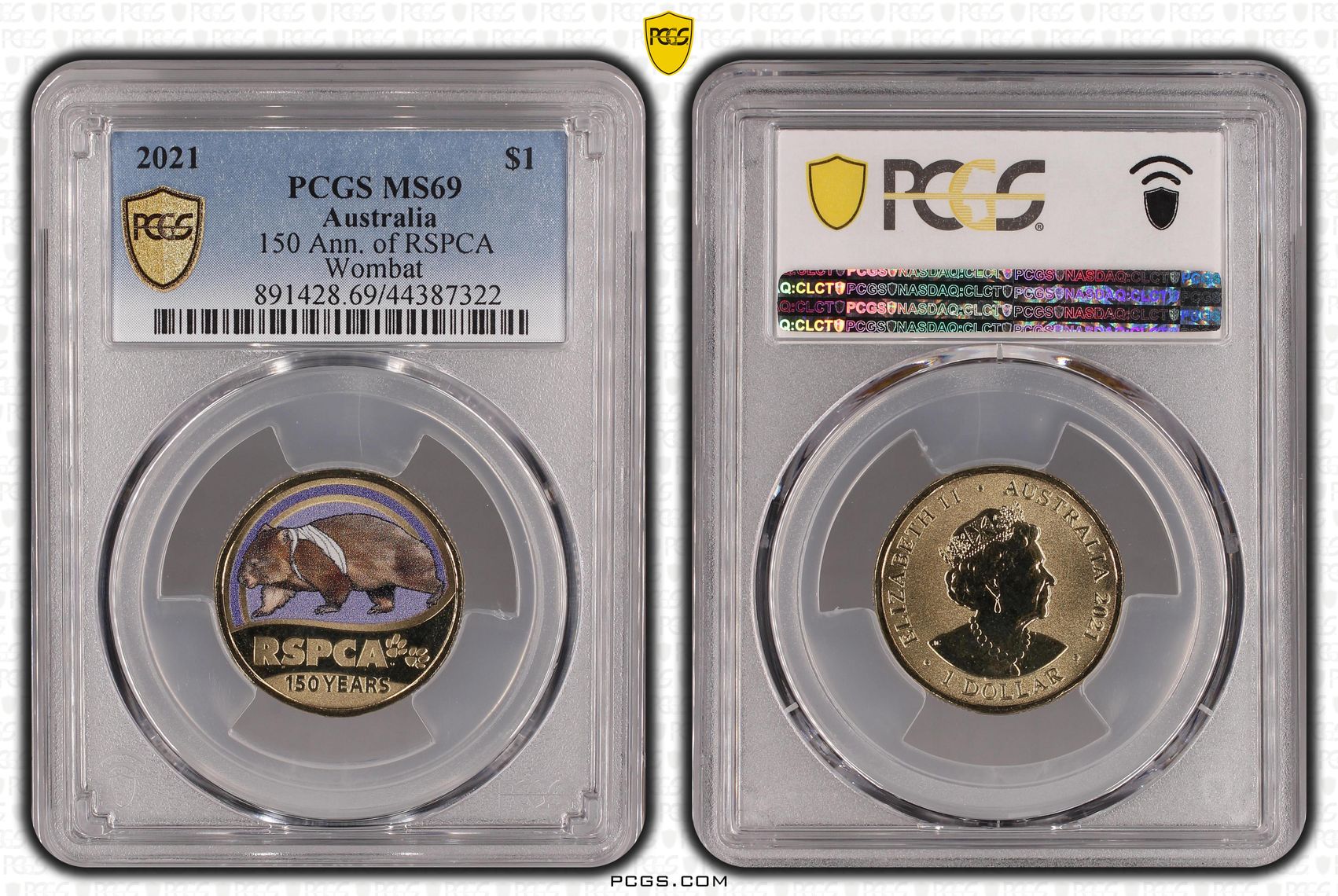 2021 Australia One Dollar, $1 150 Ann. of RSPCA Wombat PCGS - MS69 POP 7/0 -322