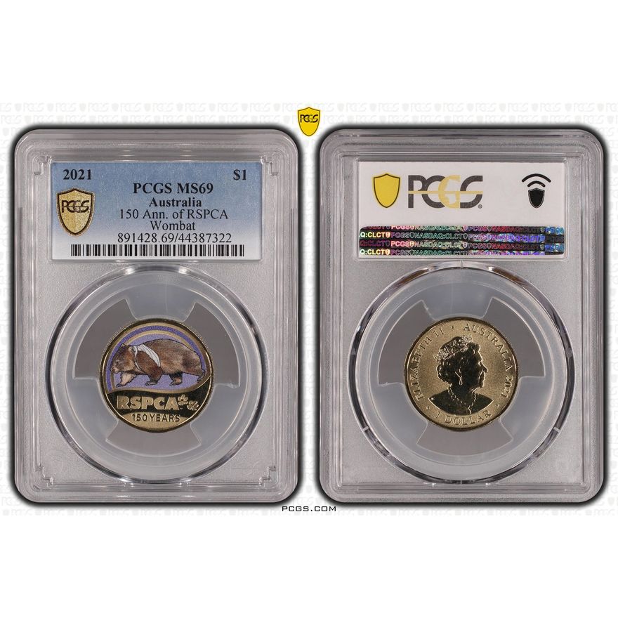 2021 Australia One Dollar, $1 150 Ann. of RSPCA Wombat PCGS - MS69 POP 7/0 -322