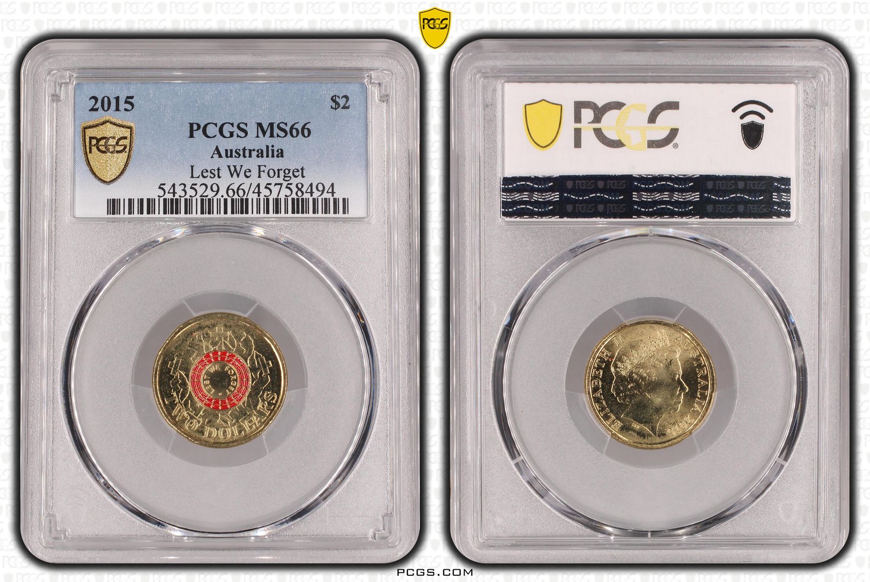 Lest We Forget, Two Dollar, 2015, PCGS MS66