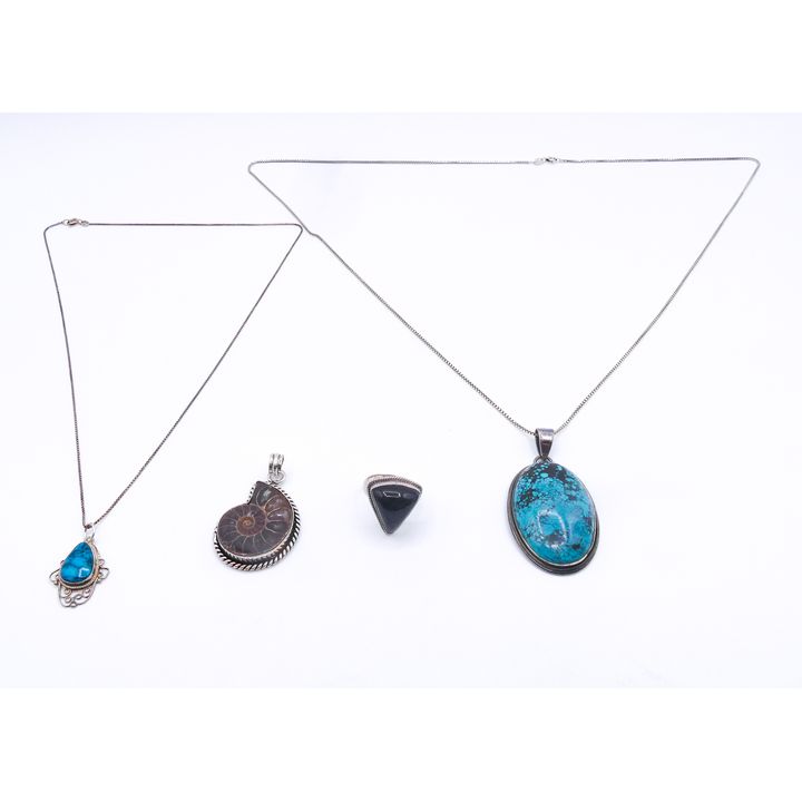 Box Sterling Turquoise Pendant Necklaces etc.