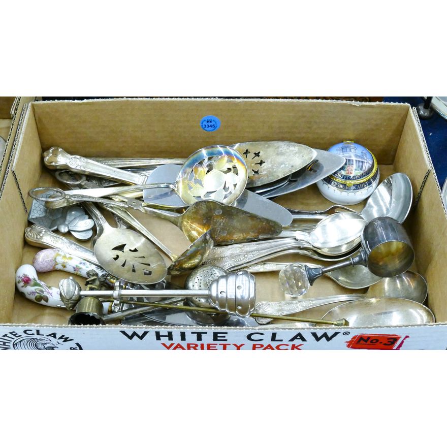 Box Misc. Silverplated Flatware etc.