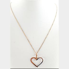 9CT GOLD PLATED & 925 SILVER HEART PENDANT & CHAIN - 51929/10064