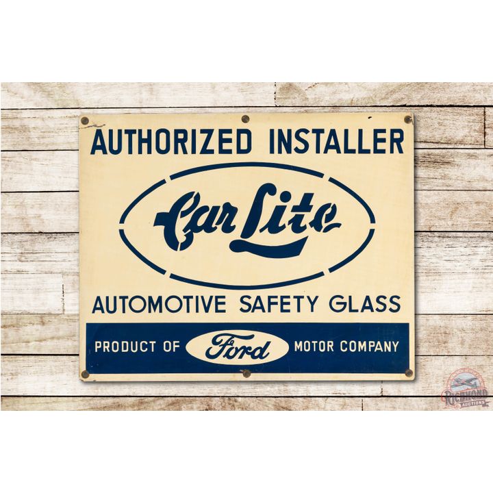 Ford Car Lite Authorized Installer Automotive Safety Glass Tin Sign