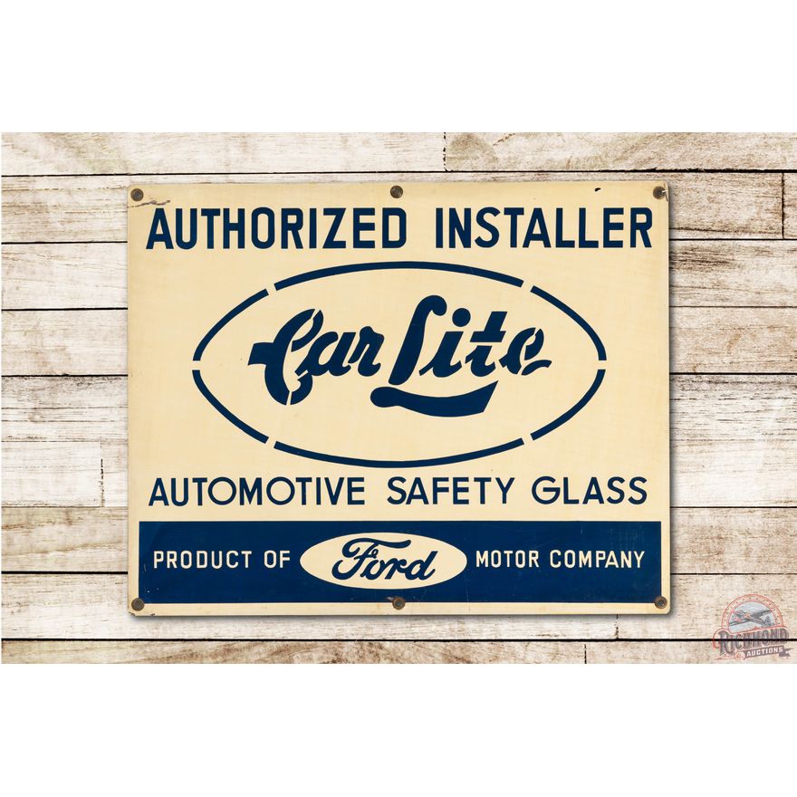 Ford Car Lite Authorized Installer Automotive Safety Glass Tin Sign