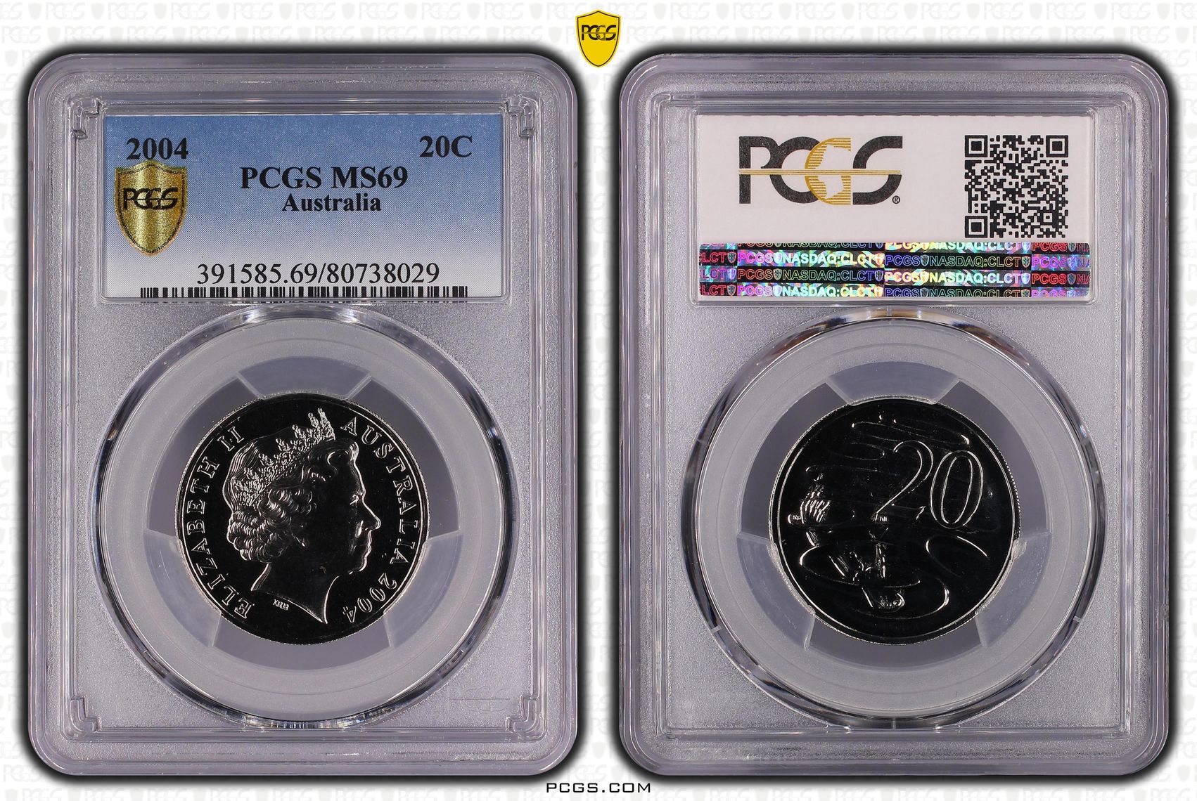 Elizabeth II, Twenty Cent, 2004, PCGS MS 69