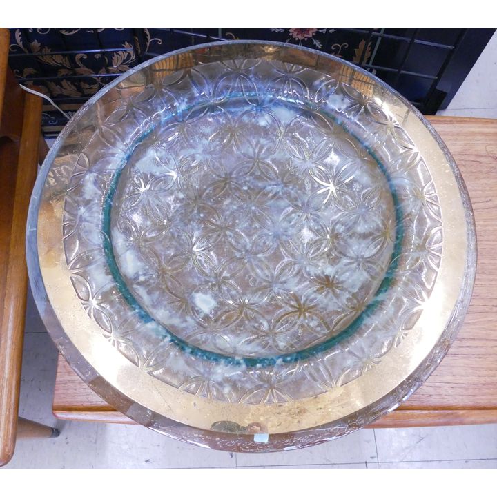 Ornate Cast Art Glass Centerpiece Bowl- 24'' diameter