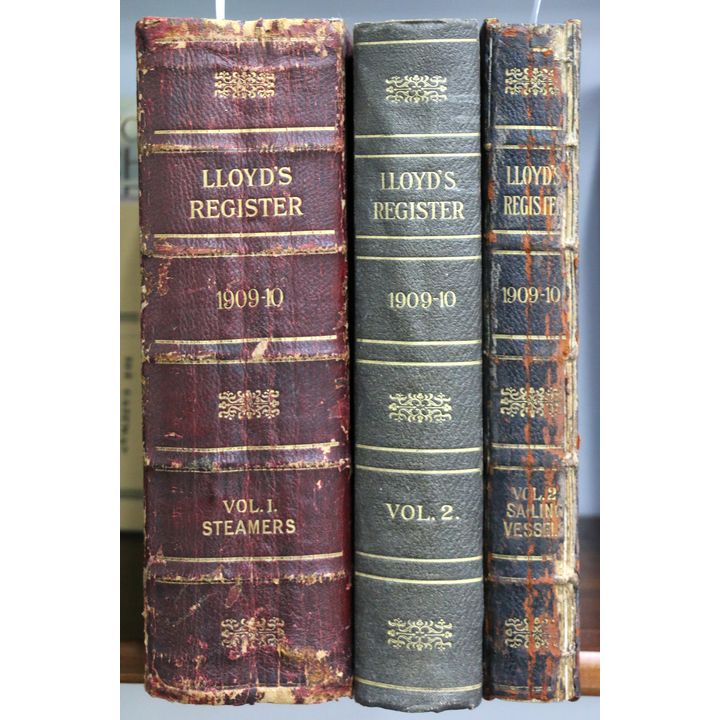 LLOYDS REGISTER OF BRITISH AND FOREIGN SHIPPING, 1909. , 3 VOLUMES.