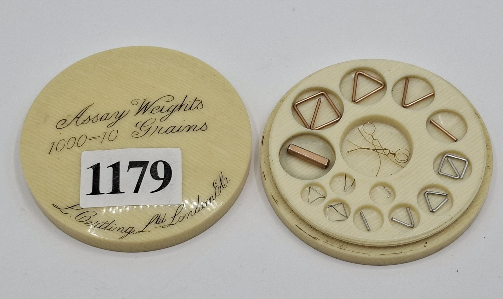 1179 · ASSAY WEIGHTS IN IVORINE BOX