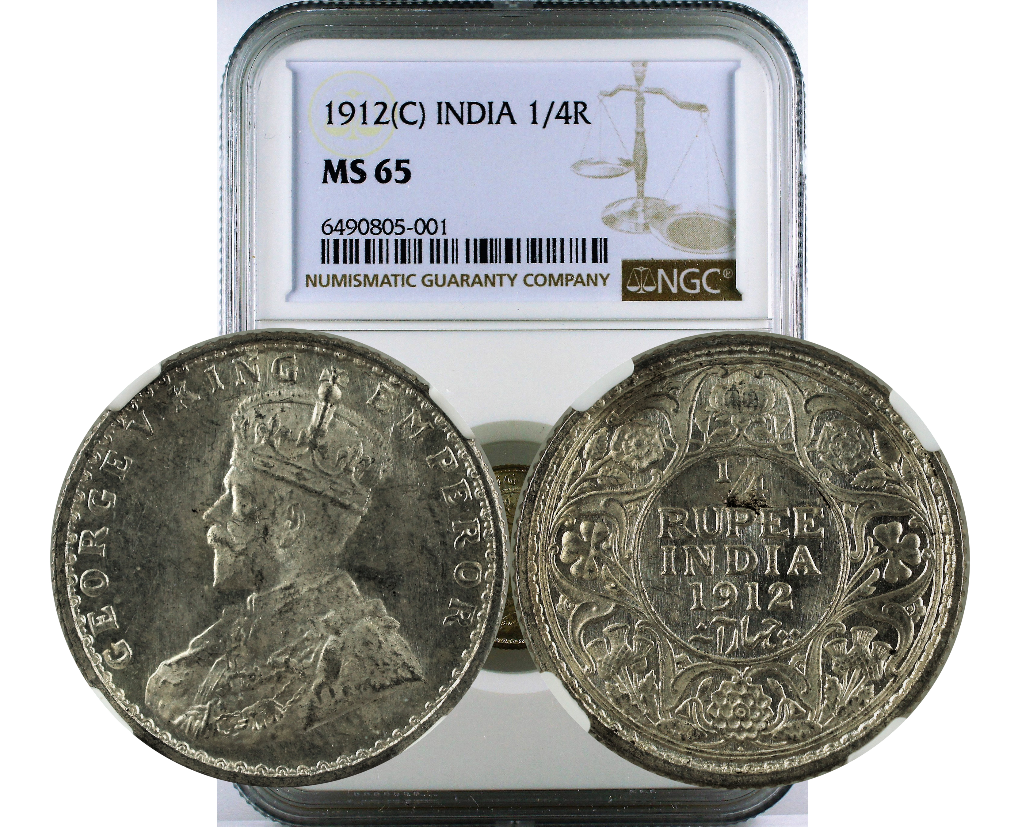 1912(C) INDIA 1/4R MS 65