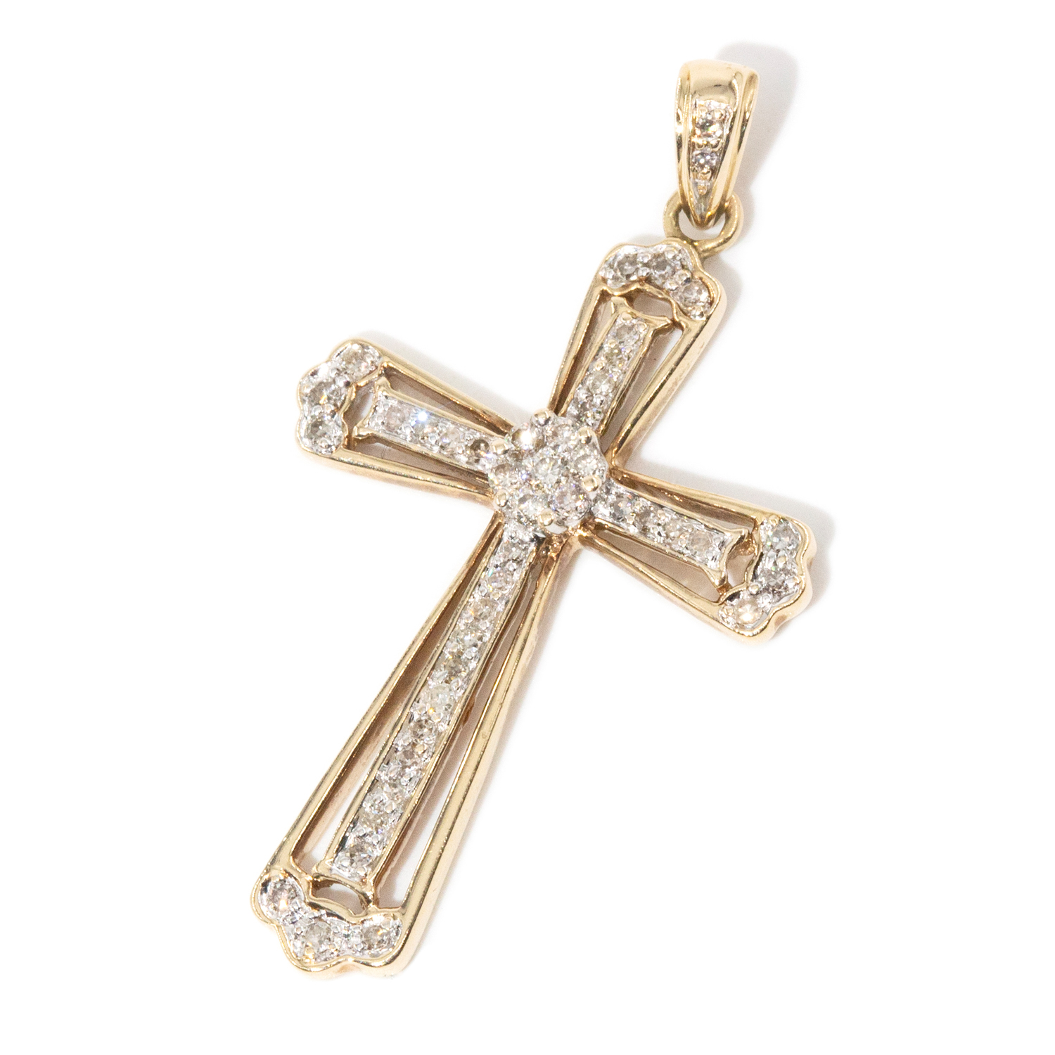 9ct Gold, Diamond Cross Pendant