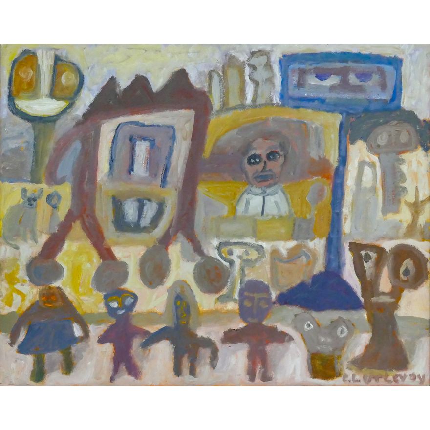 Claude Utley ''Worship'' 2004 Oil on Canvas Framed 16.5''x20.5''