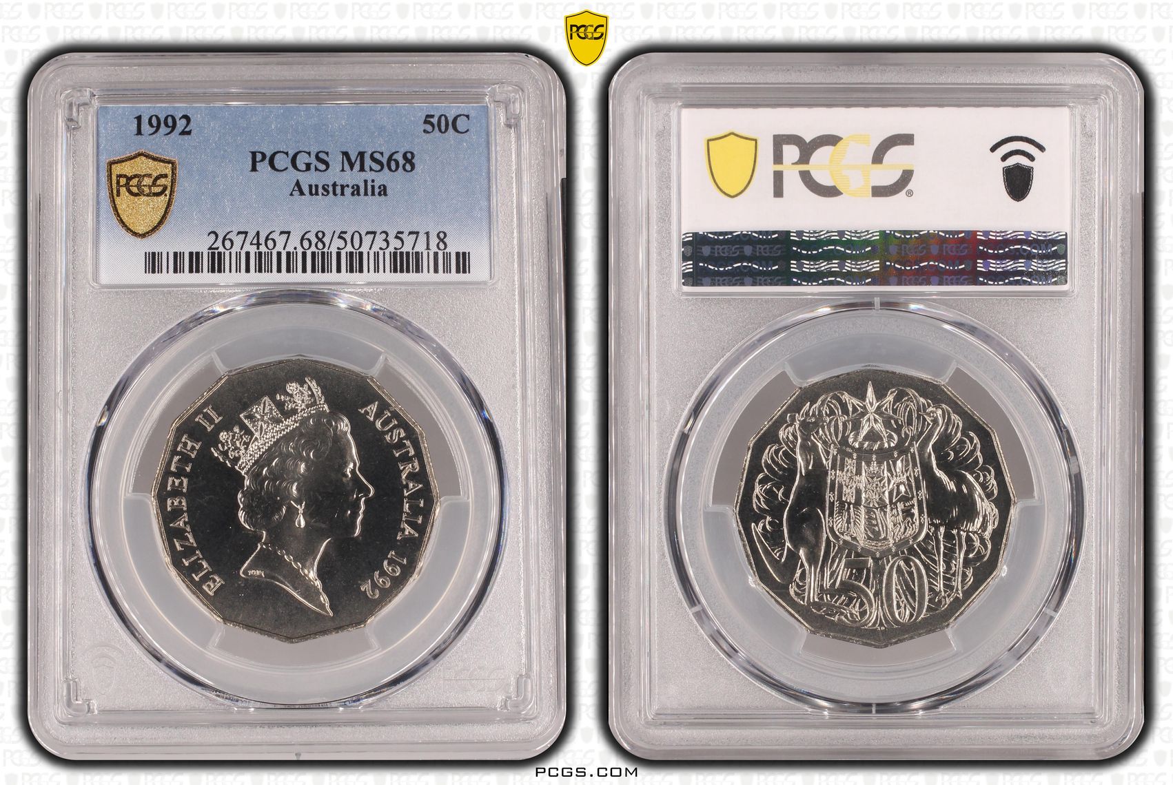 Fifty Cent, 1992, PCGS MS68