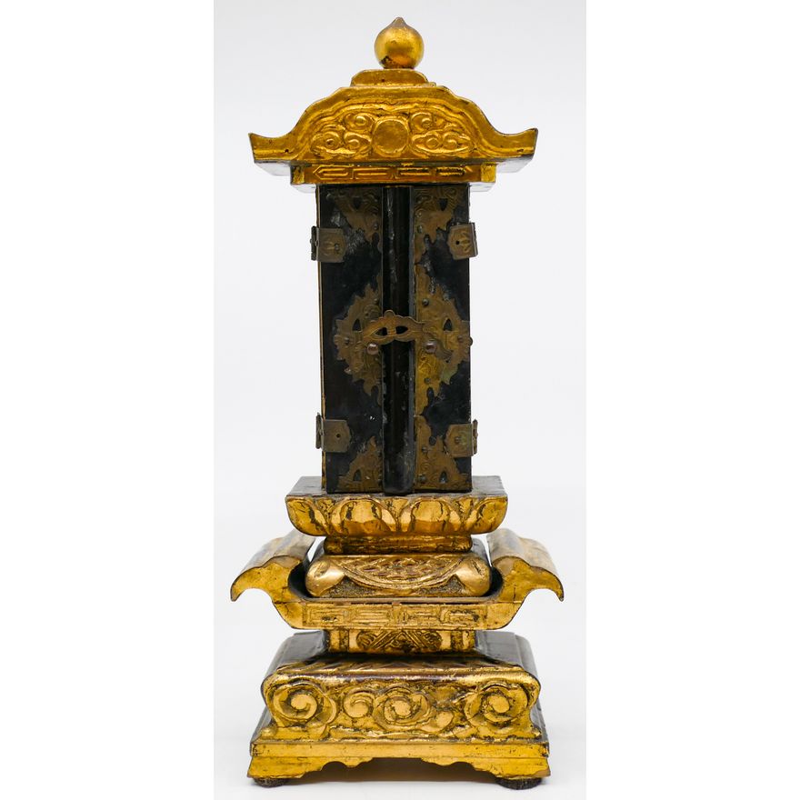 Antique Japanese Lacquered Zushi Shrine 8.5'' - No interior deity