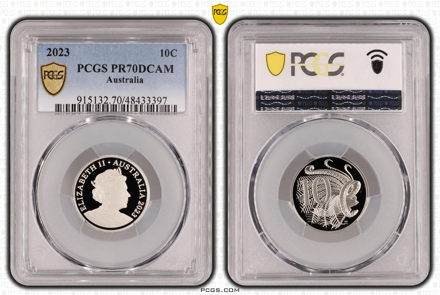Elizabeth II, Ten Cent, 2023, PCGS PR70DCAM