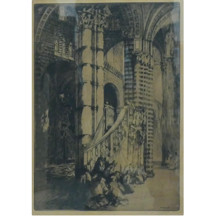 Andrew Affleck ''Cathedral Interior'' S/N Etching Framed 28''x22''