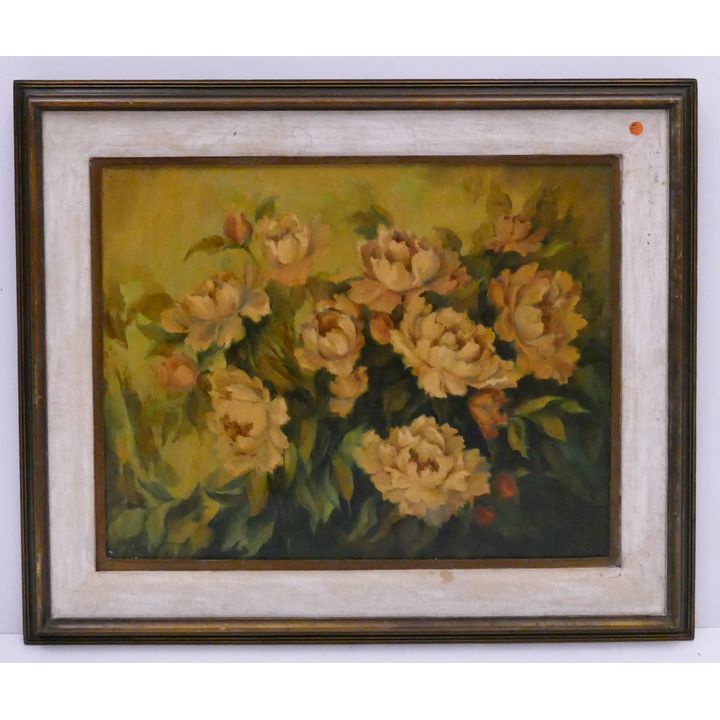 Peggy Isaacson (b.1918, Washington) Floral Scene Oil Painting- Framed 31x37''