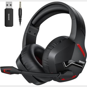 BINNUNE WIRELESS GAMING HEADSET WITH 2.4GHZ FOR PS5, PS4, PC, SWITCH, FPS GAMERS, 120HRS+ BLUETOOTH 5.3 GAMING HEADSET WITH NOISE