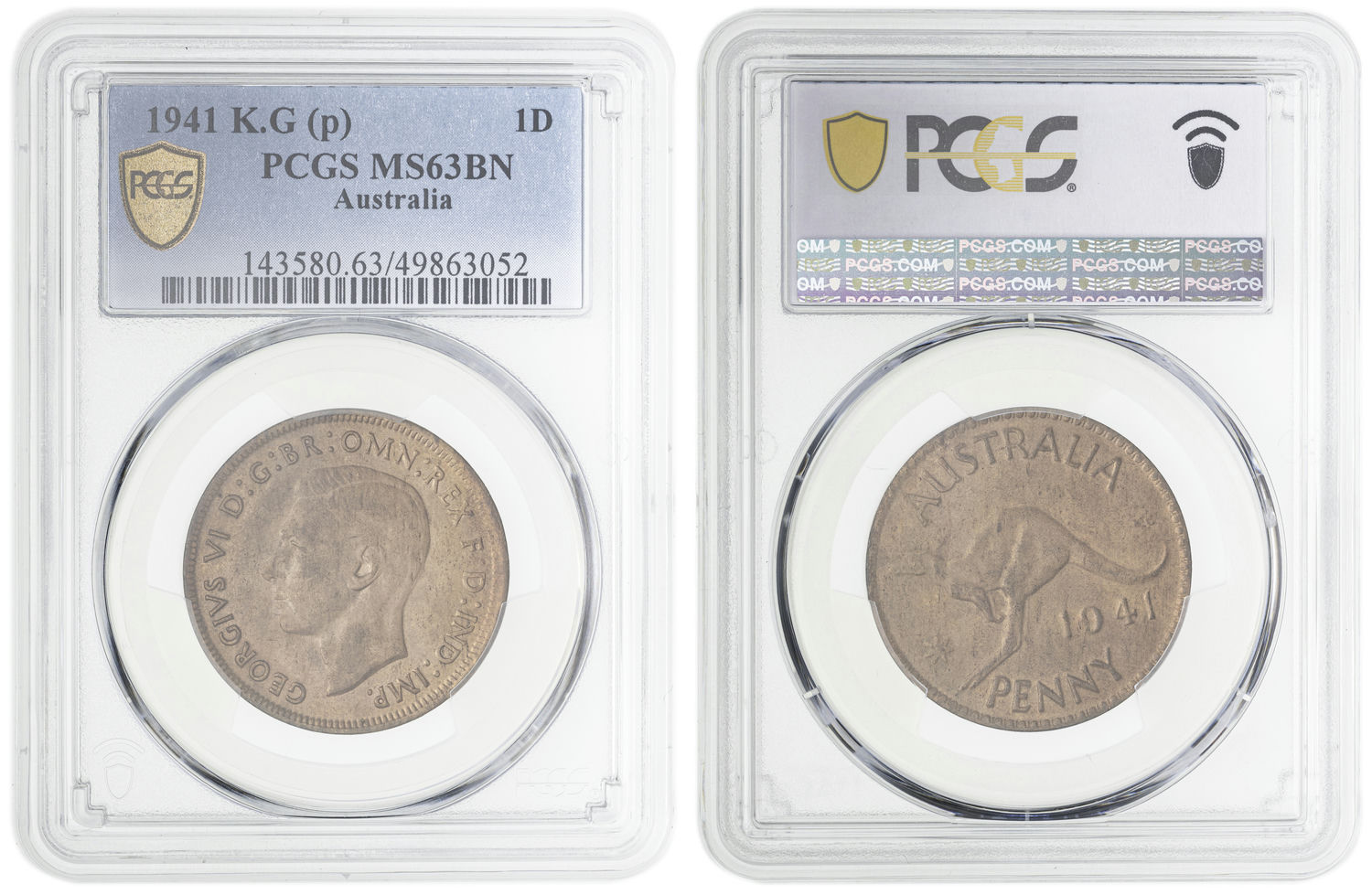 George V, Penny, 1941, PCGS MS63BN