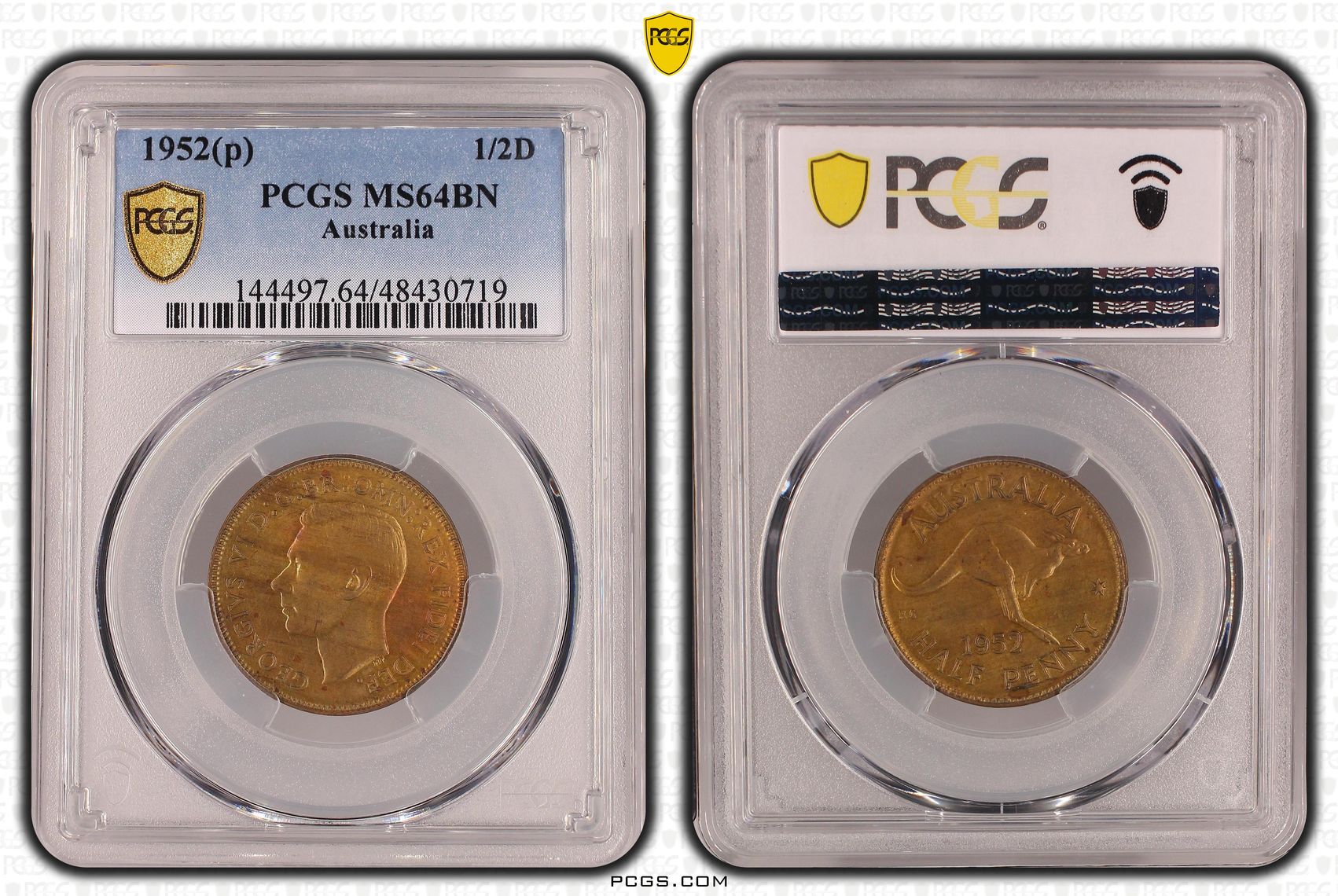George VI, Halfpenny, 1952(p), PCGS MS64BN