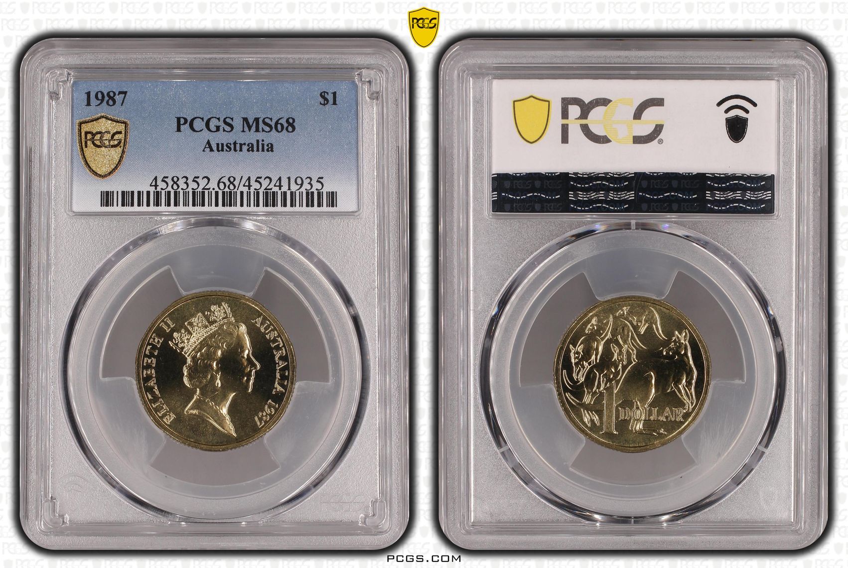 1987 Australia One Dollar, $1 PCGS - MS68 -935
