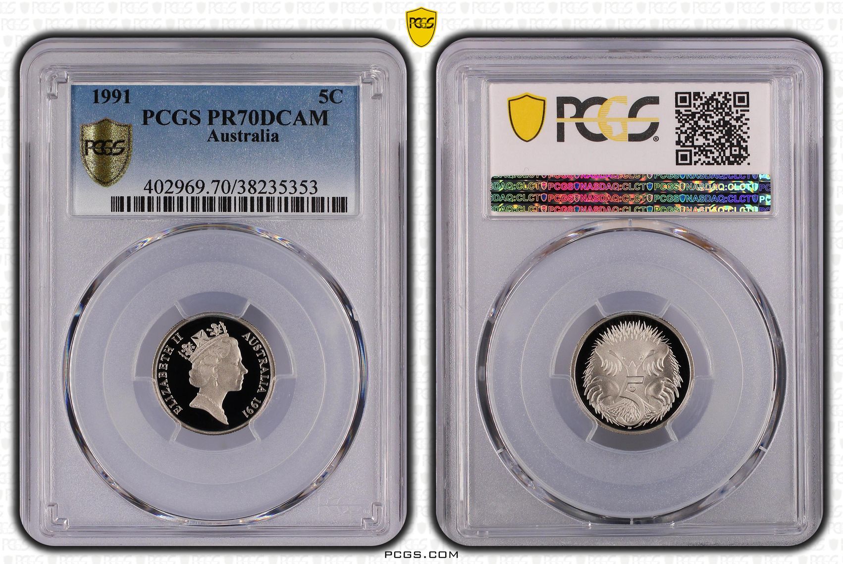 67 · 1991 Australia Five Cent, 5c Proof PCGS - PR70DCAM POP 44/0 -353