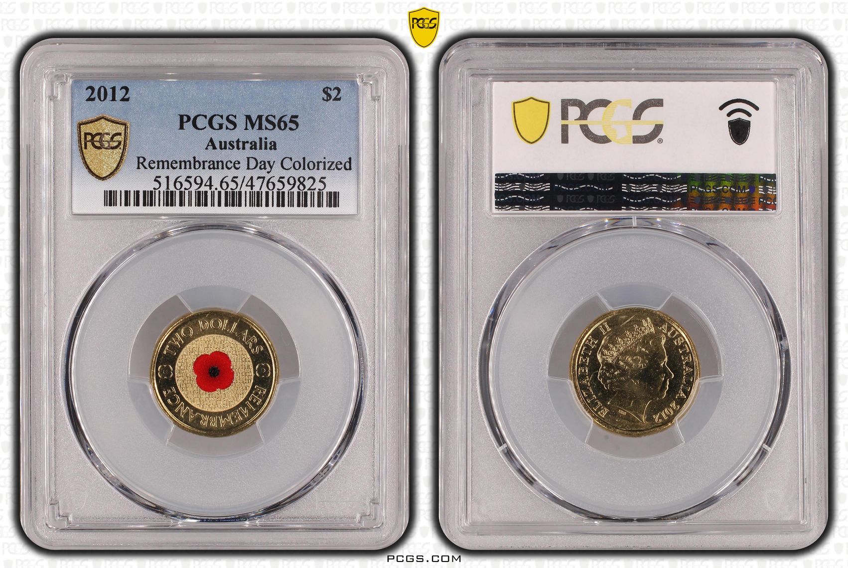 Remembrance Day Colored, Two Dollar, 2012, PCGS MS 65