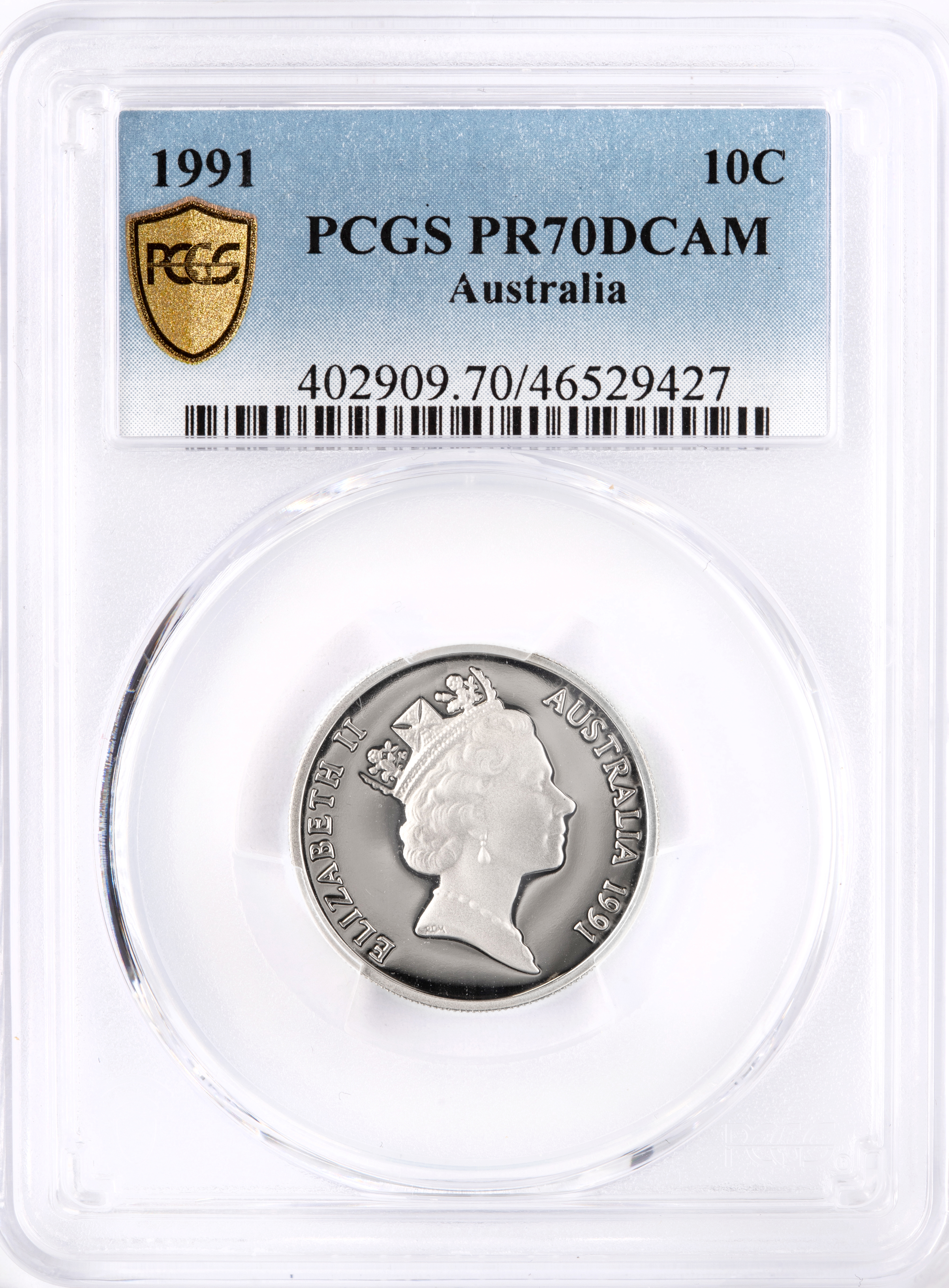 Top pop, Ten Cent, 1991, PCGS PR70DCAM