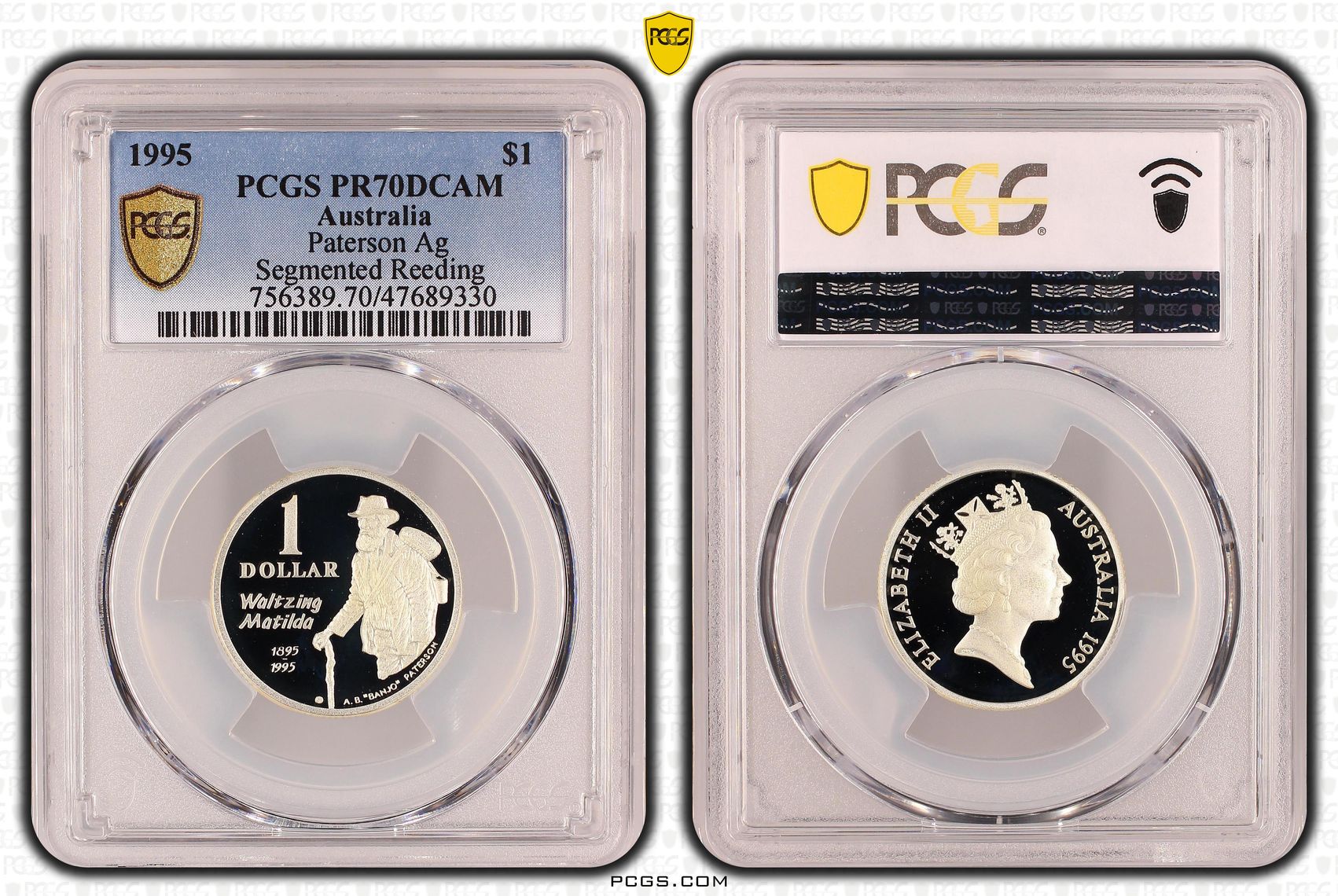 Elizabeth II, Paterson Ag - Segmented Reeding, One Dollar, 1995, PCGS PR70DCAM