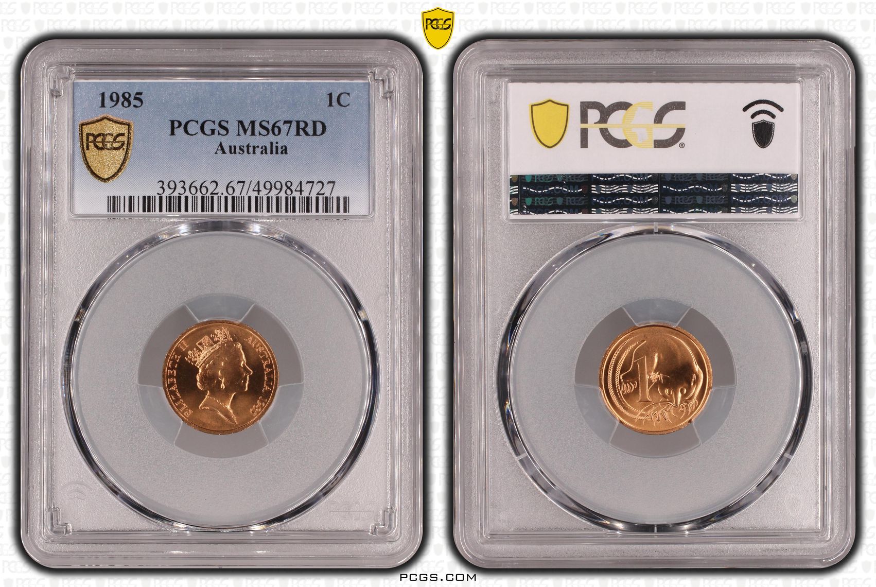 One Cent, 1985, PCGS MS67RD