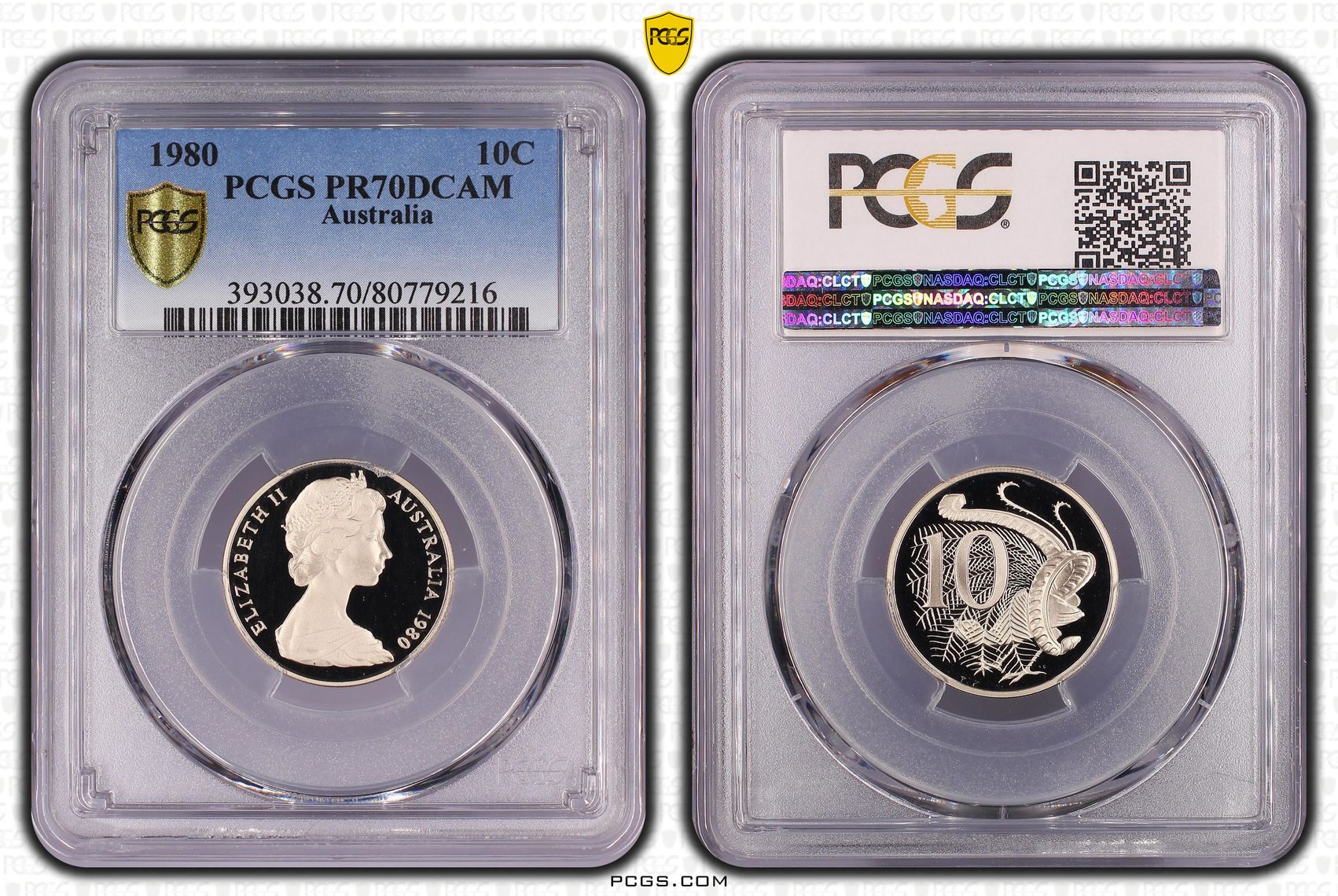 Elizabeth II, Ten Cent, 1980, PCGS PR70DCAM
