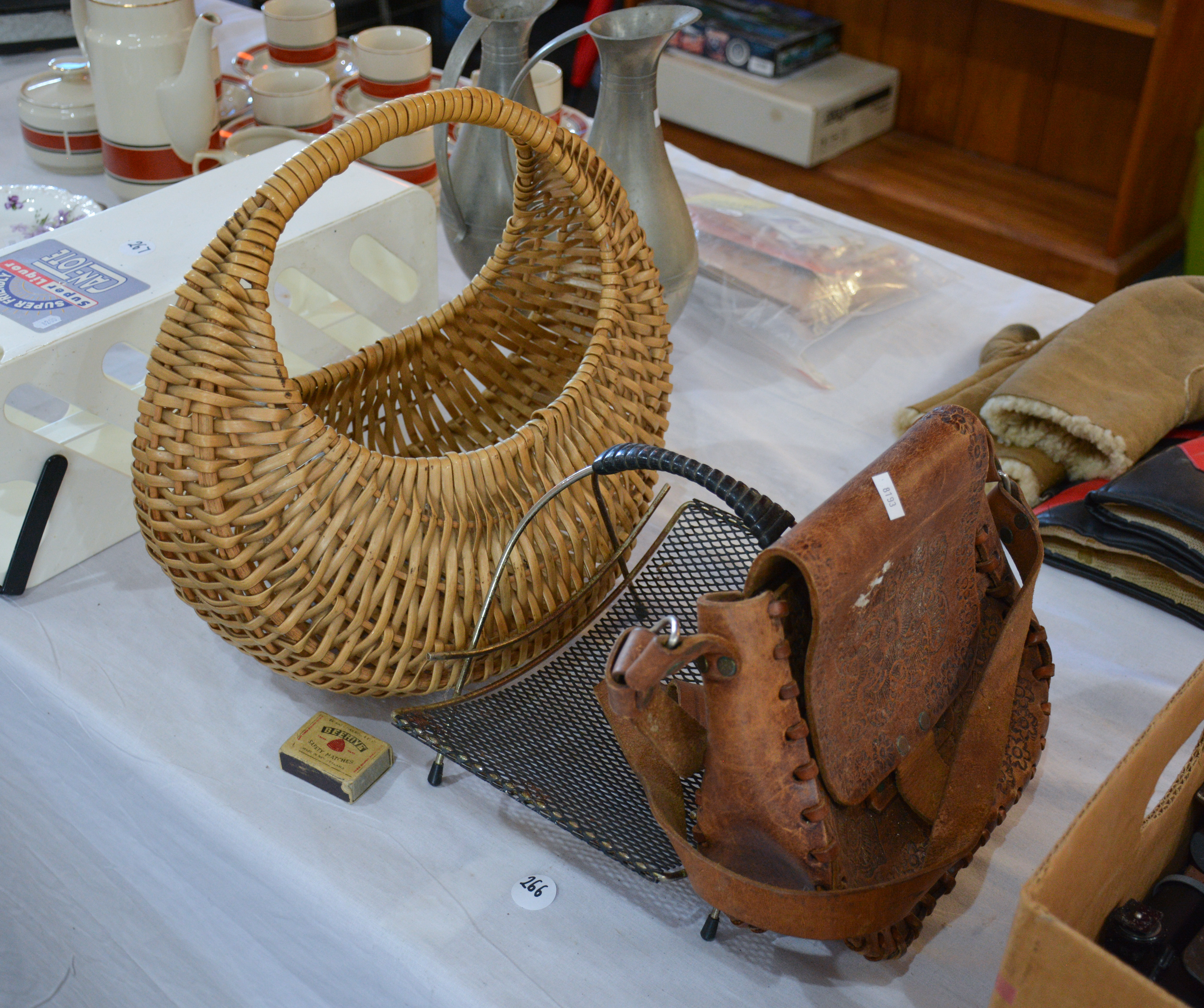 Tooled Leather Bag and Decorative Holders — sold at auction in New Zealand for $20