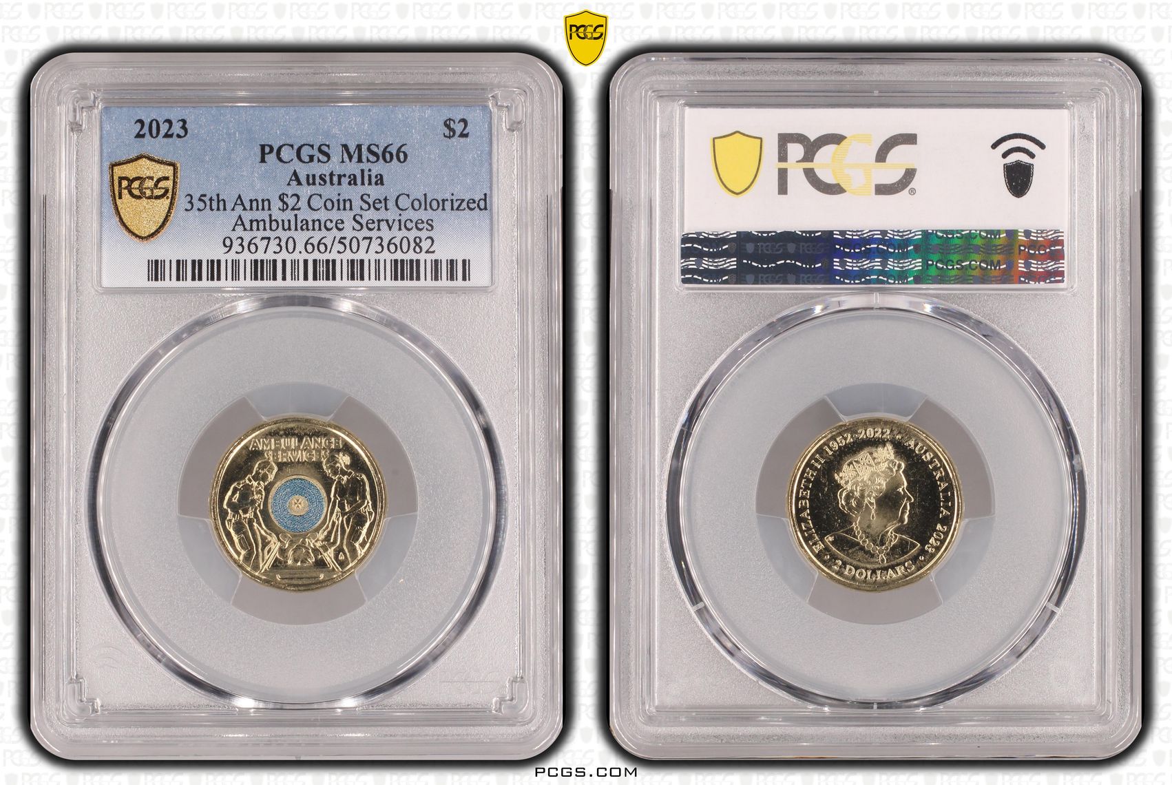 35th Ann $2 Coin Set Colorized - Ambulance Services , Two Dollar, 2023, PCGS MS66