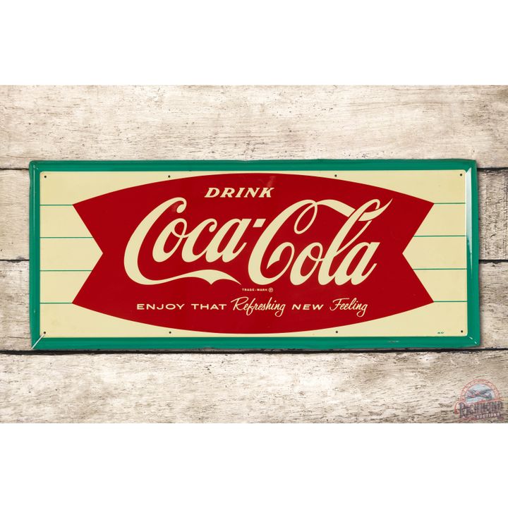 Drink Coca Cola Refreshing New Feeling & Fishtail Logo Tin Sign