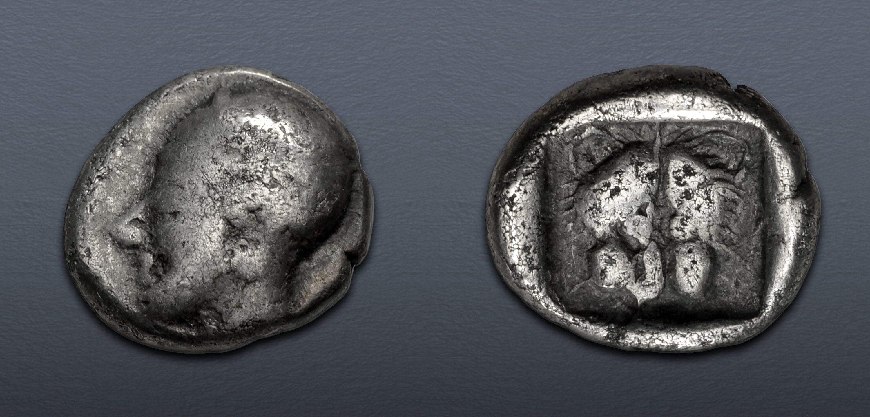 CARIA, Uncertain. 5th century BC. AR Obol (8mm, 0.64 g, 7h). Fine ...