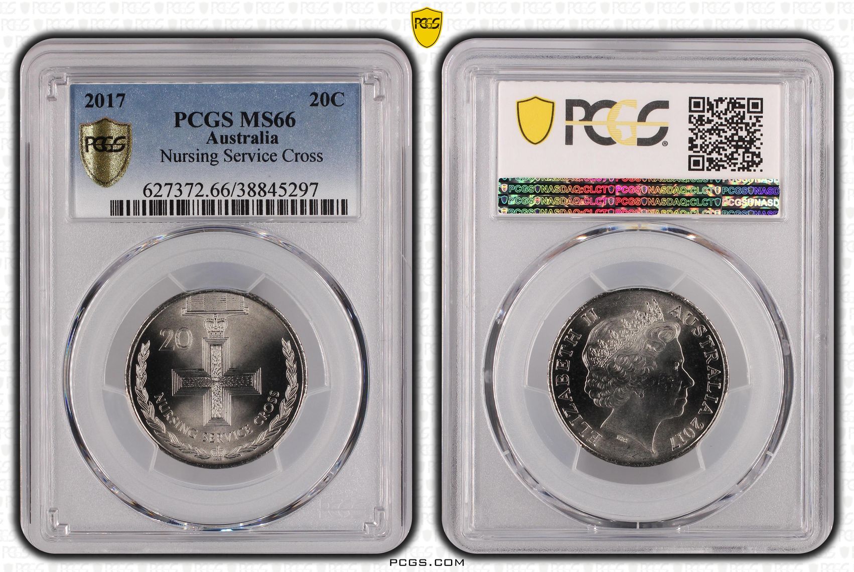 2017 Australia Twenty Cent, 20c Nursing Service Cross PCGS - MS66 -297