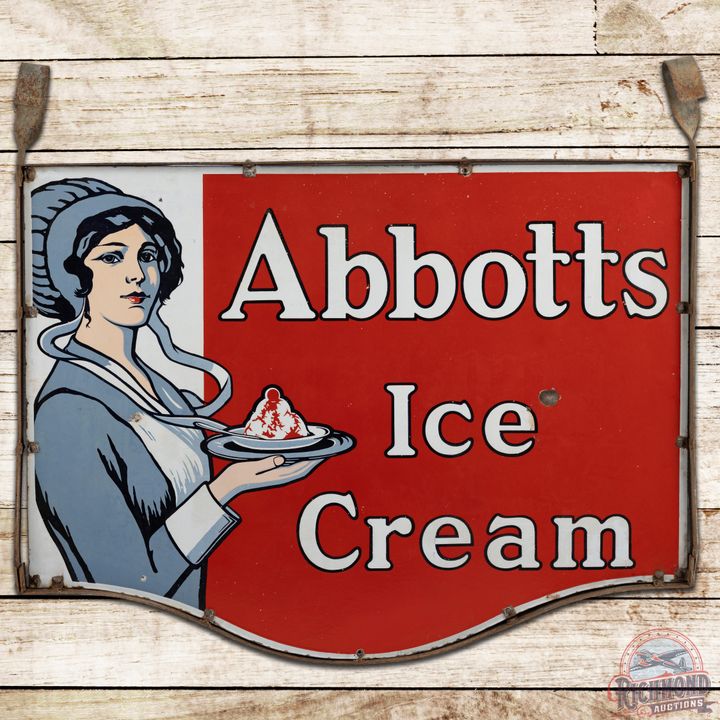 Abbotts Ice Cream DSP Sign & Original Hanger - 8