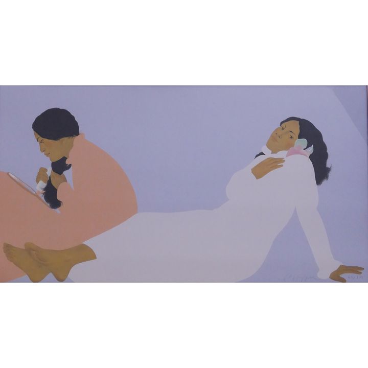 Pegge Hopper (b.1936, Hawaii) Serigraph of 2 Hawaiian Girls. Edition 64/275.