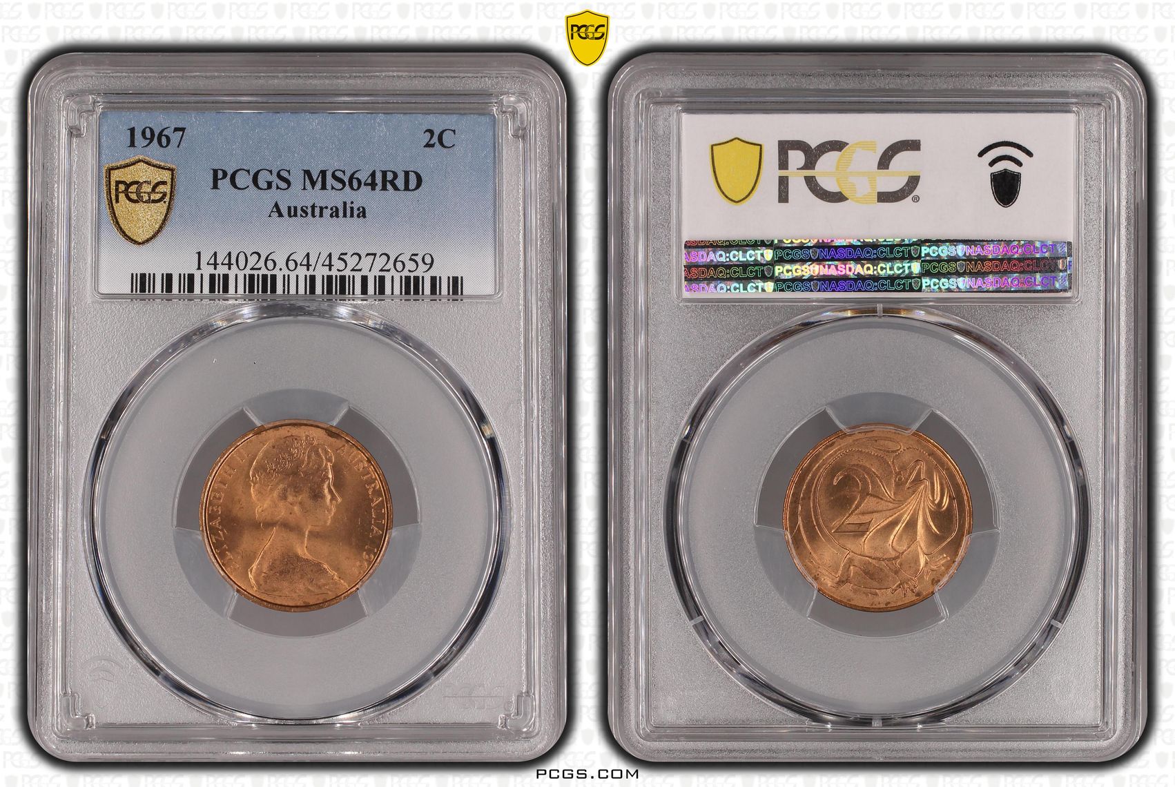 Two Cent, 1967, PCGS MS64RD