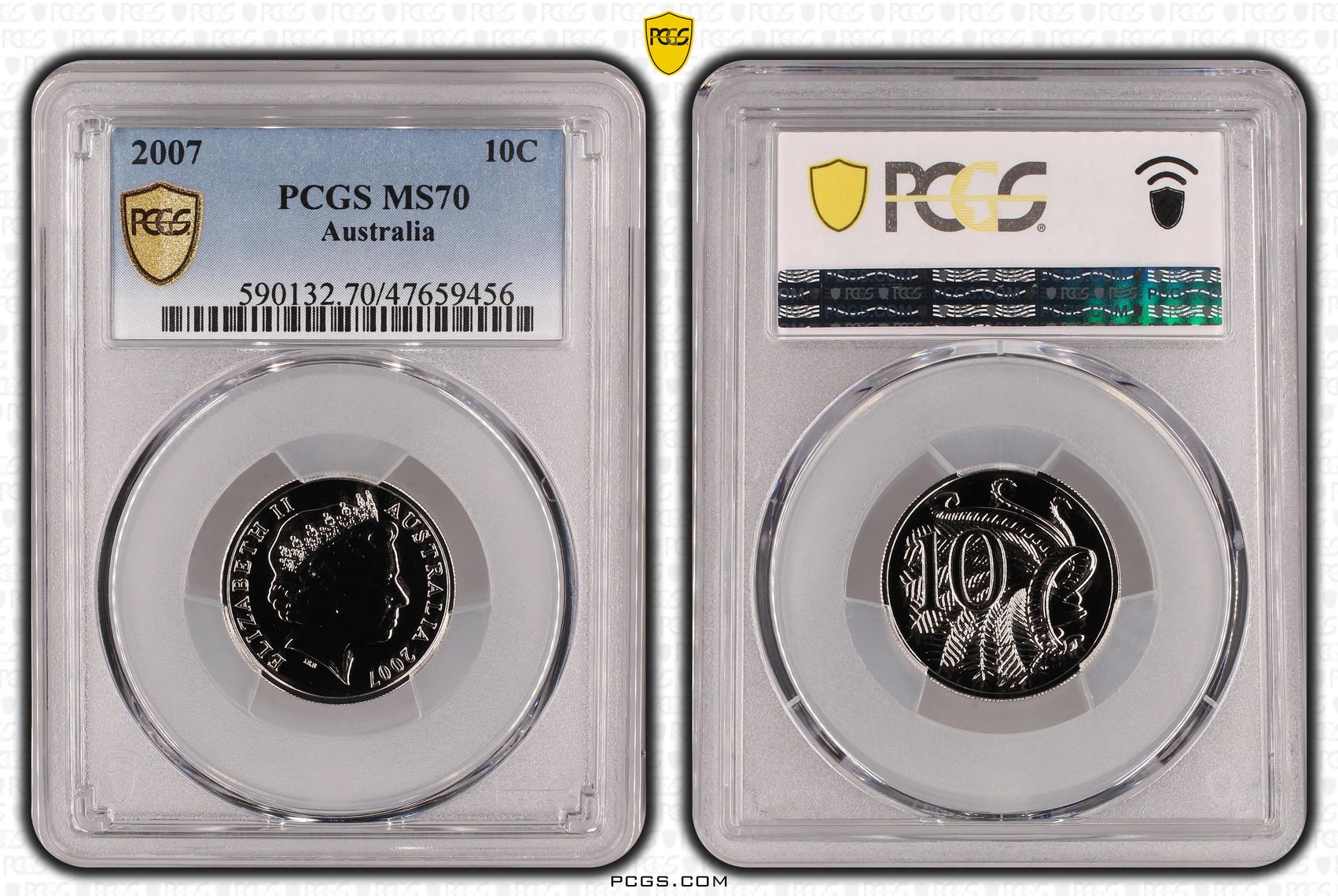 Ten Cent, 2007 POP Report 5/0, PCGS MS 70