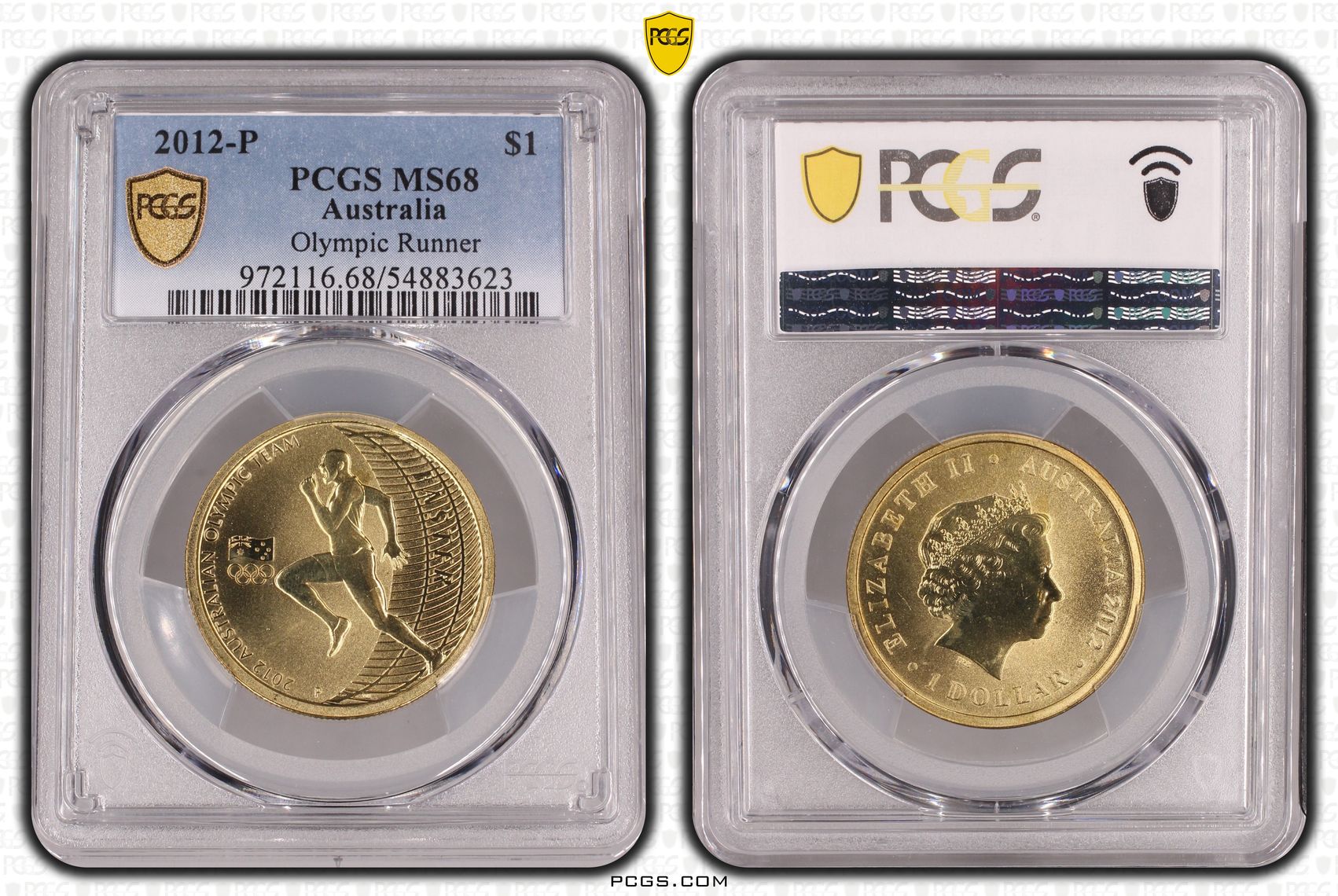 Olympic Runner, One Dollar, 2012-P, PCGS MS68