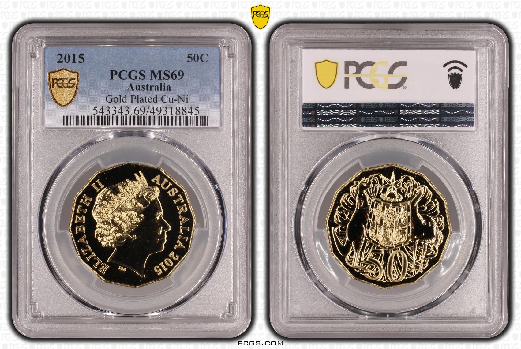 Gilt Cu-Ni, Fifty Cent, 2015, PCGS MS69