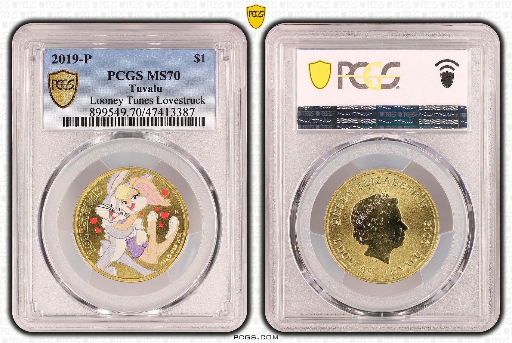 Tuvalu, Looney Tunes Lovestruck, POP 9/0, One Dollar, 2019-P, PCGS MS70