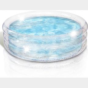 ARTCREATIVITY SPARKLY INFLATABLE KIDDIE POOL FOR KIDS 34"X10" - 3 LEVELS - TRANSPARENT BLOW UP BABY POOL WITH SILVER GLITTER, EASY