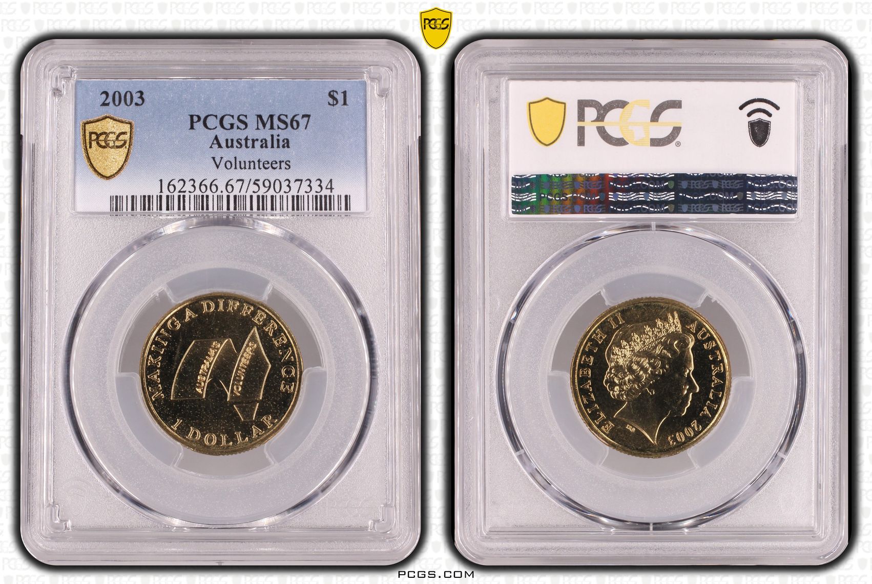 Volunteers, One Dollar, 2003, PCGS MS67