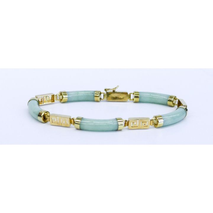 Chinese 14k Jade Link Bracelet 6'' - 12.2 Grams TW