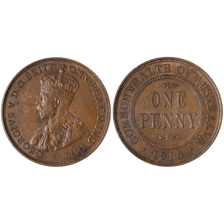 George V, Penny, 1916-I,  CHU