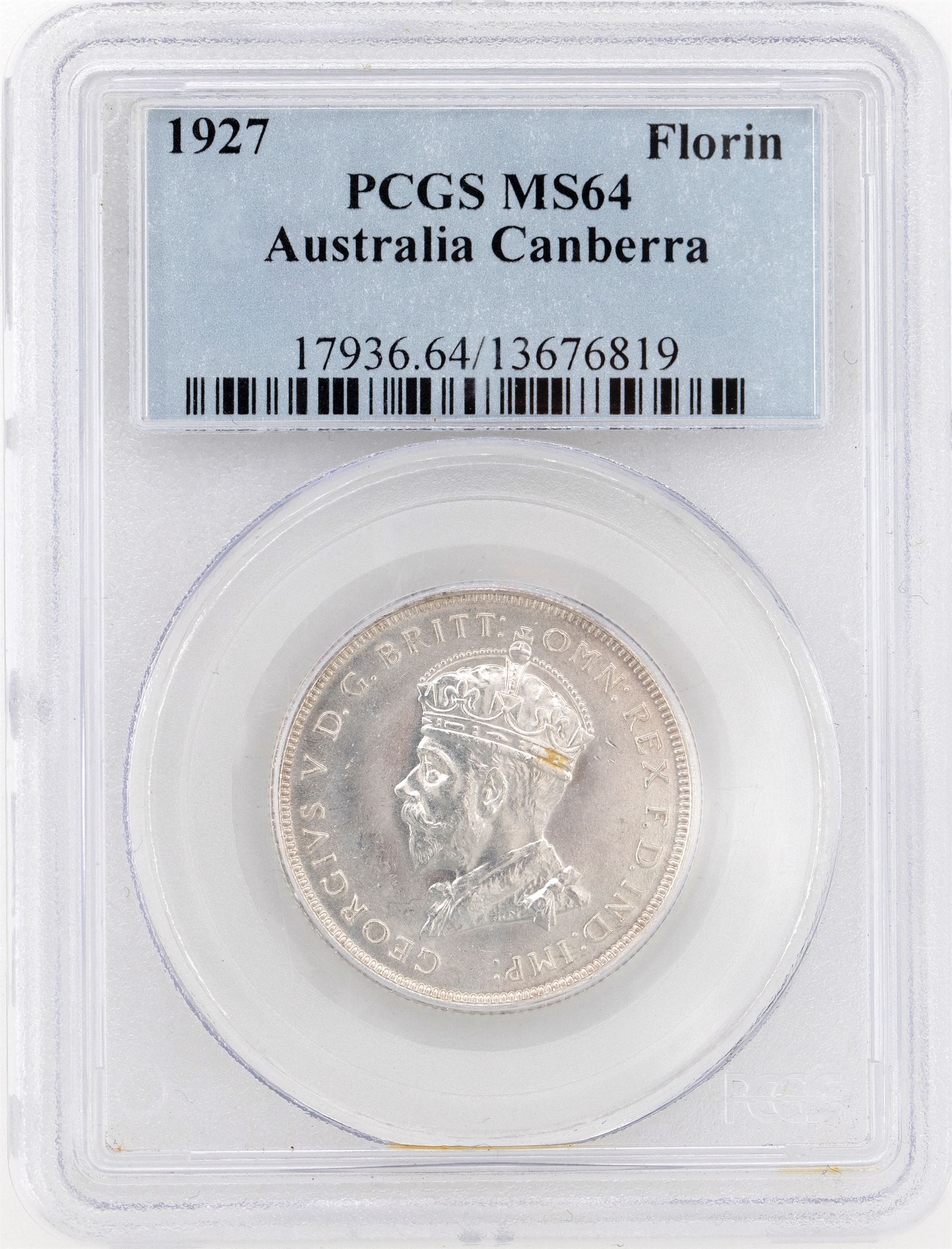 1927(m) Australia Florin Silver Canberra PCGS - MS64 -819