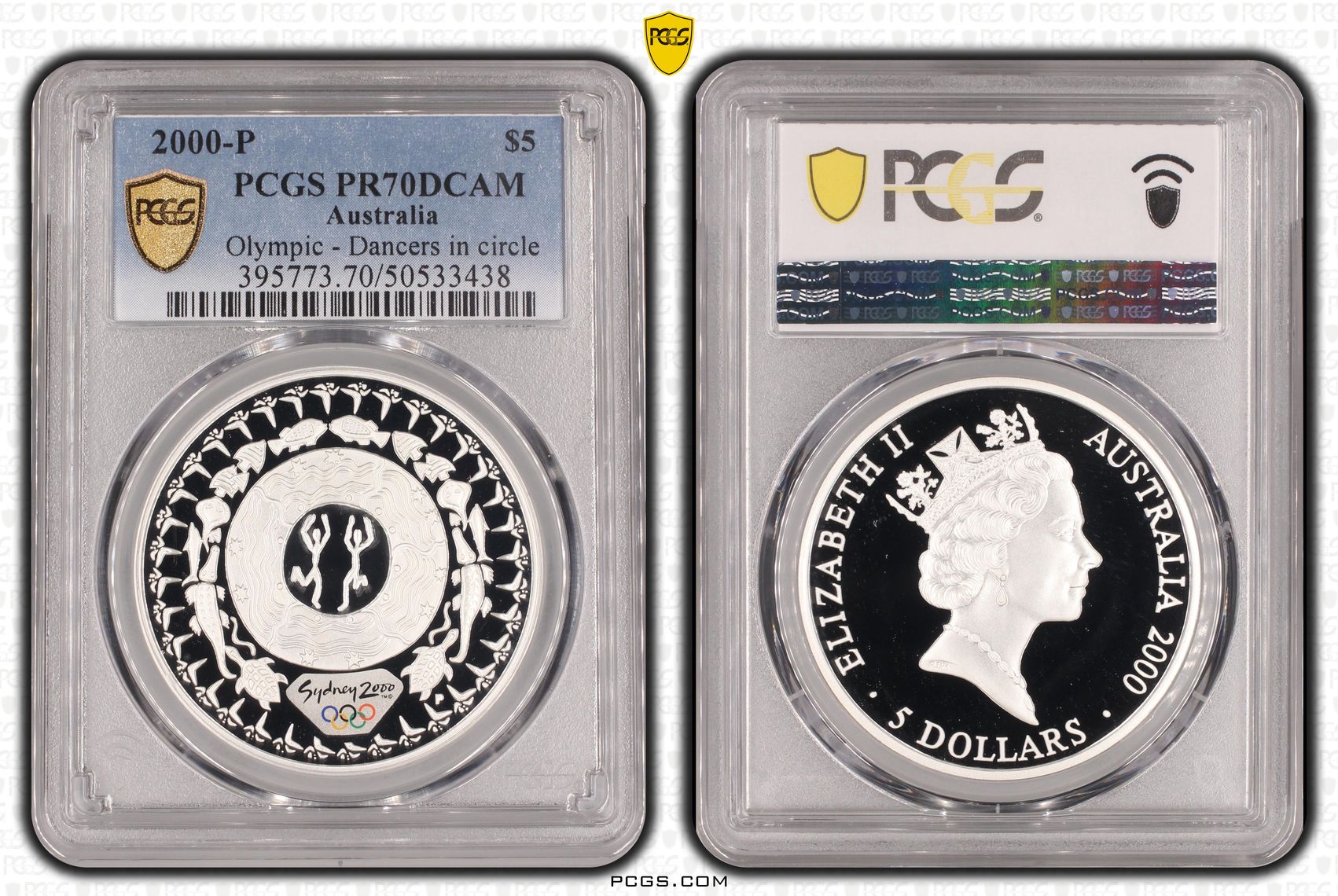 Olympic - Dancers in circle POP 4/0, Five Dollar, 2000-P, PCGS PR70DCAM