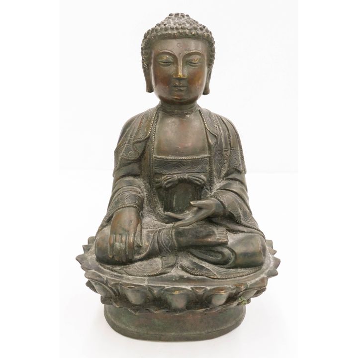 Chinese 18th Cent. Lacquered Bronze Seated Buddha